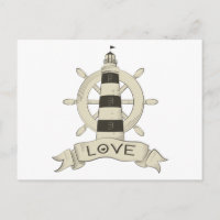 Nautical Love Tan Lighthouse & Ship Anchor