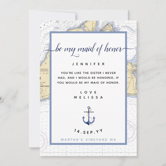 Nautical Maid of Honour | Martha's Vineyard Invitation (Front)