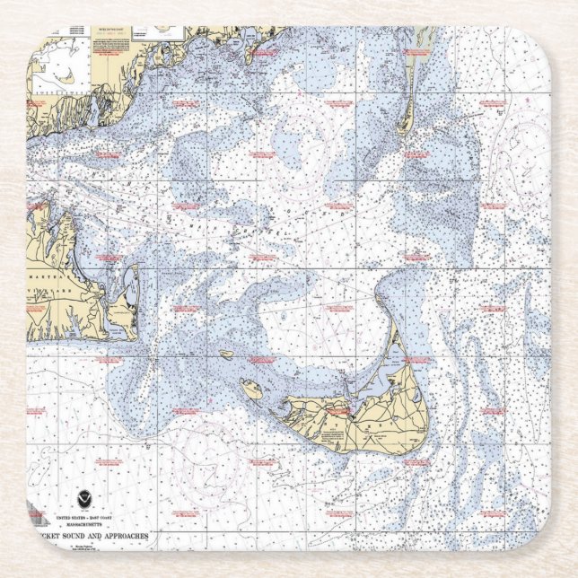 Nautical Map coaster of Nantucket (Front)