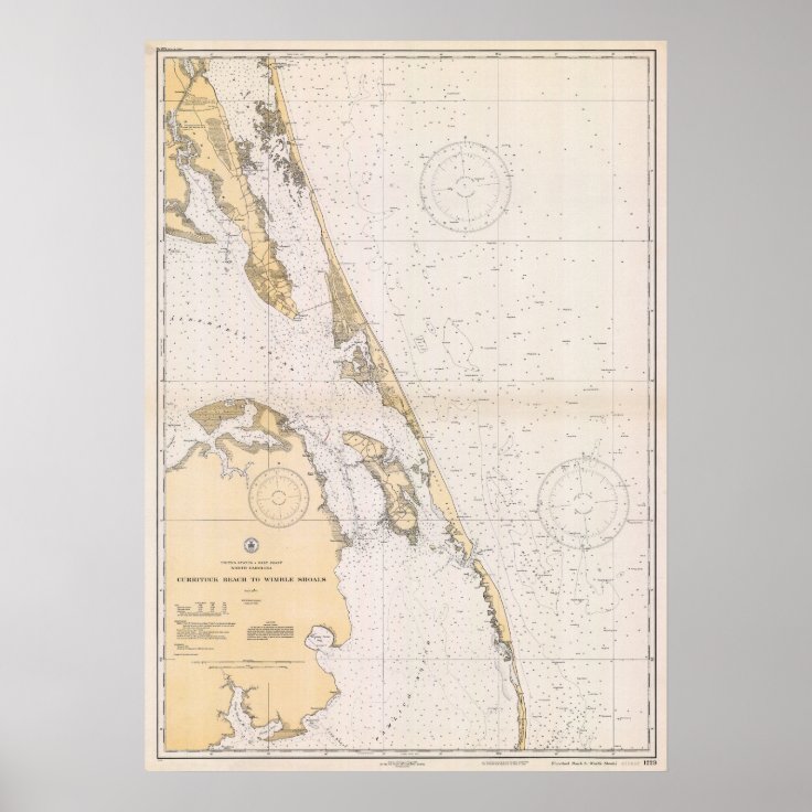 Nautical map of Outer Banks, North Carolina Poster Zazzle