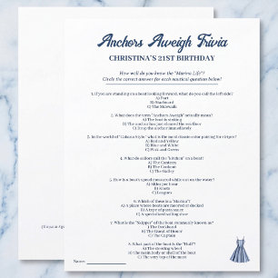 Nautical Marina Trivia Birthday Party Game Sheet