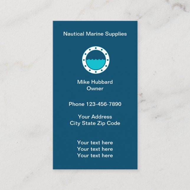 Nautical Marine Boat Supply Business Card (Front)