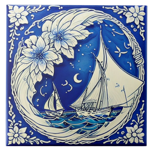 Nautical Marine Life traditional ceramic art no 13 Tile (Front)