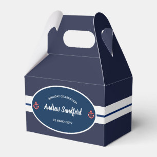 Nautical Marine Navy Blue White Stripes Favour Box