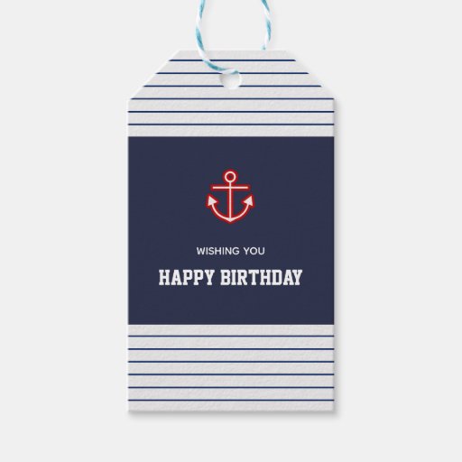 Image of Nautical Marine Navy White Anchor Design Gift Tags
