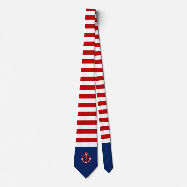Nautical Marine Navy White Anchor Design Tie (Front)