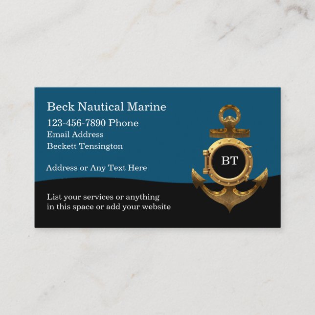 Nautical Marine Theme Business Cards (Front)