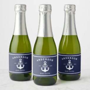 Nautical Maritime Anchor Ocean Lake House Sparkling Wine Label
