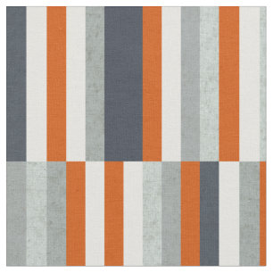 Nautical Maritime Design, Stripes Orange, Blue Fabric