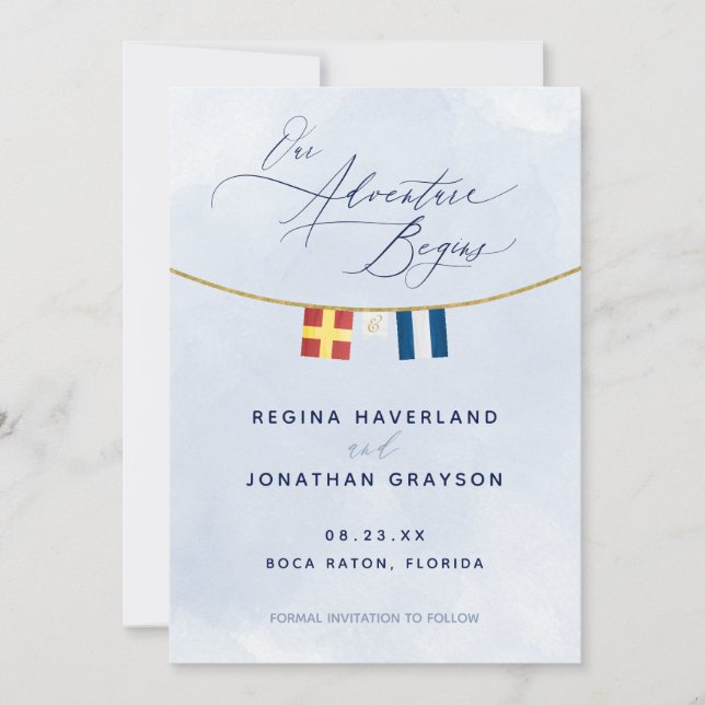 Nautical Maritime Flag Monogram Wedding Save The D Save The Date (Front)
