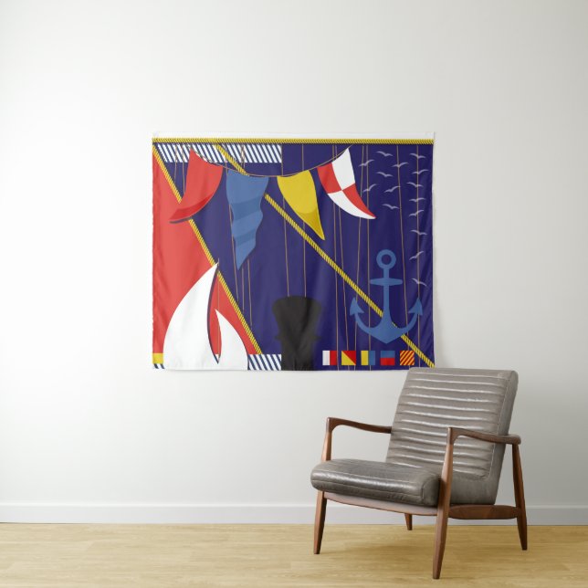 Nautical Maritime Flags Yacht Wall Covering Tapestry (In Situ (Horizontal))