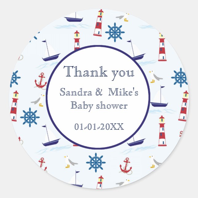 Nautical maritime mix illustration classic round sticker (Front)