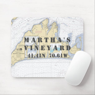 Nautical Martha's Vineyard Latitude Longitude Mouse Mat