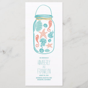 Nautical Mason Jar White Seaside Wedding Programs Programme