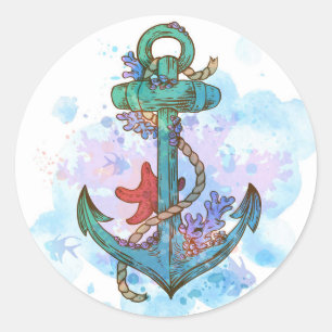 nautical mermaid anchor party bag seals stickers