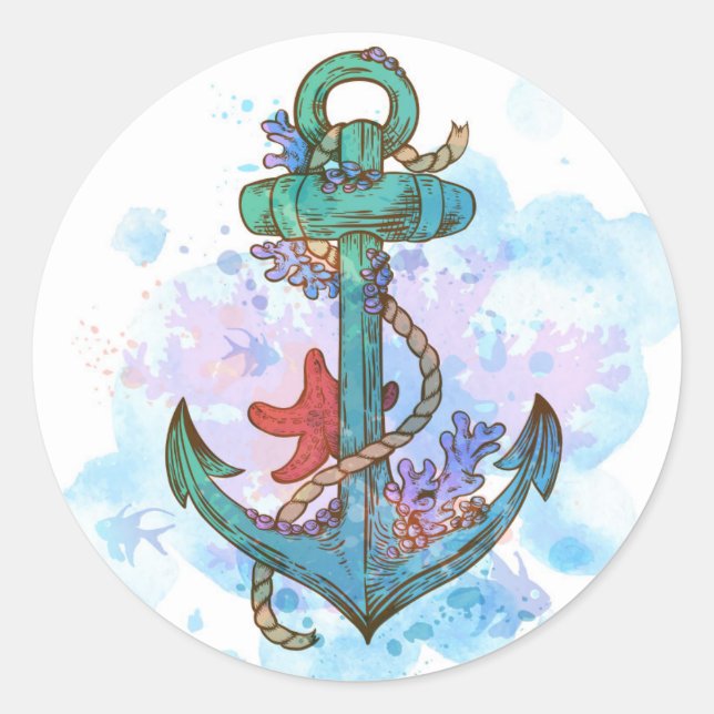 nautical mermaid anchor party bag seals stickers (Front)