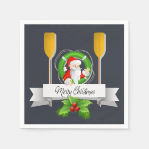 Nautical Merry Christmas /Santa/Oars & Life Ring Napkin