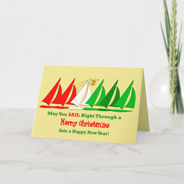 Nautical Merry Christmas to My Sailing Friends Holiday Card (Front)