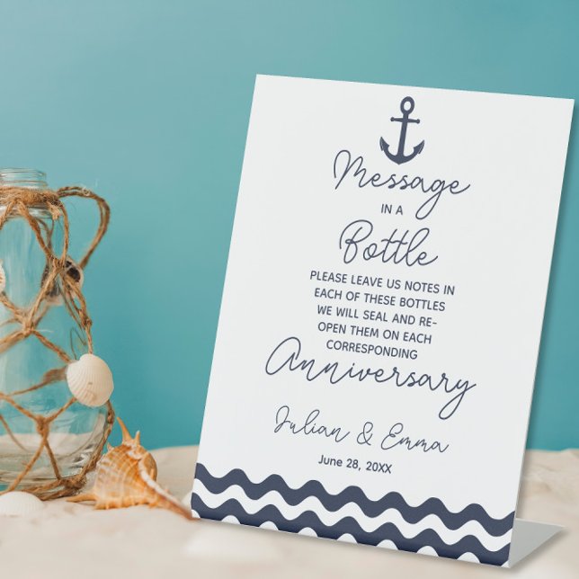 Nautical Message In A Bottle navy Wedding Sign (Creator Uploaded)