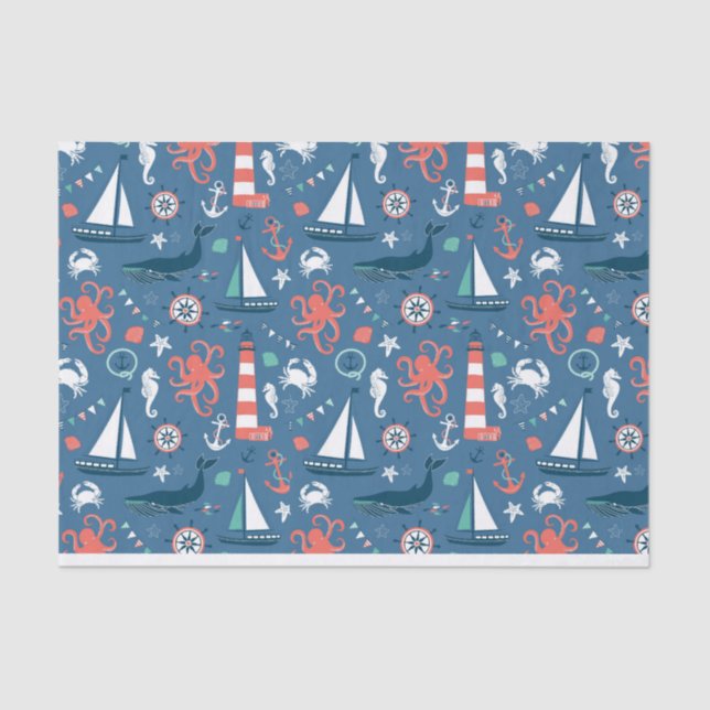 Nautical mini design Tissue Wrapping Paper (Front)
