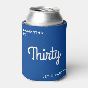 Nautical Modern Retro Funny Blue 30 birthday Can Cooler