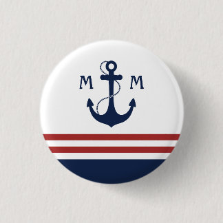 Nautical Monogram 3 Cm Round Badge