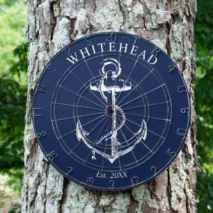 Nautical Monogram Anchor Navy Blue Dartboard