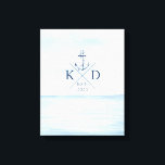 Nautical Monogram Beach Watercolor Anchor Canvas Print<br><div class="desc">Add a nautical flair to your walls with this customisable monogram anchor design with a watercolor ocean background.</div>