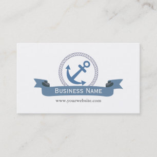 Nautical Monogram Blue Anchor Business Cards