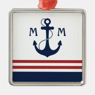 Nautical Monogram Metal Tree Decoration