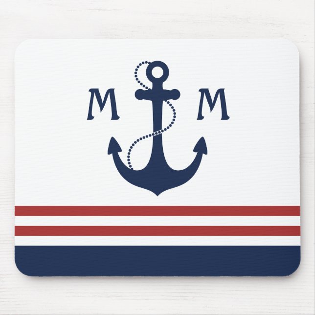 Nautical Monogram Mouse Mat (Front)