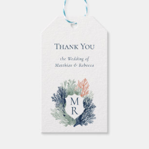 Nautical Monogram Ocean Beach Marine Wedding Gift Tags