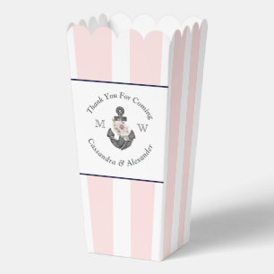 Nautical Monogrammed Pink Navy Blue Floral Anchor Favour Box