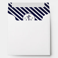 Nautical Monogrm Navy Blue White Diag Stripe #2 SQ