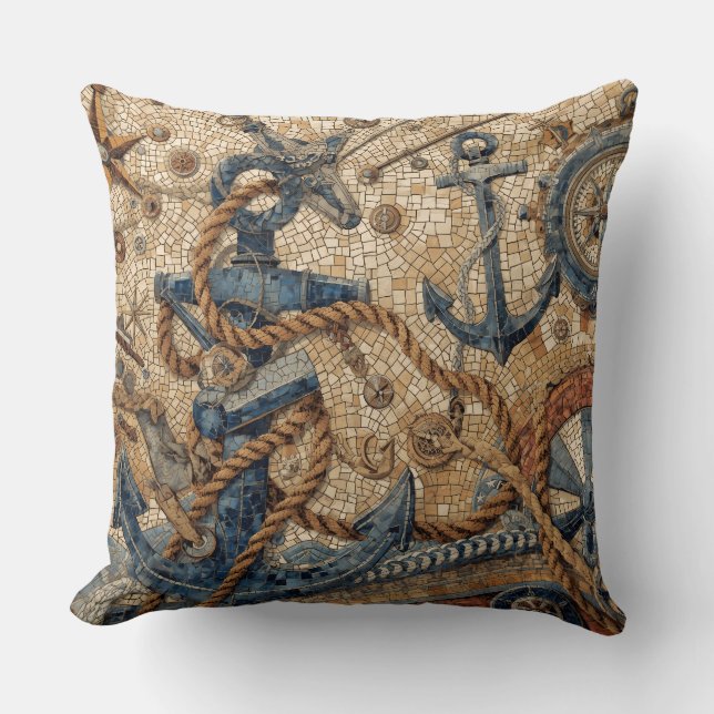 Nautical Mosaic Throw Pillow (Front)