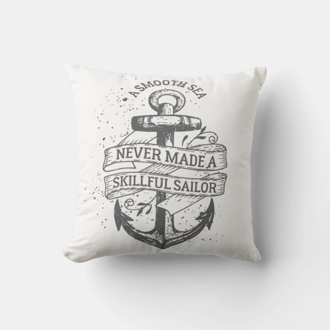 Nautical motivational sailor quote cushion (Front)