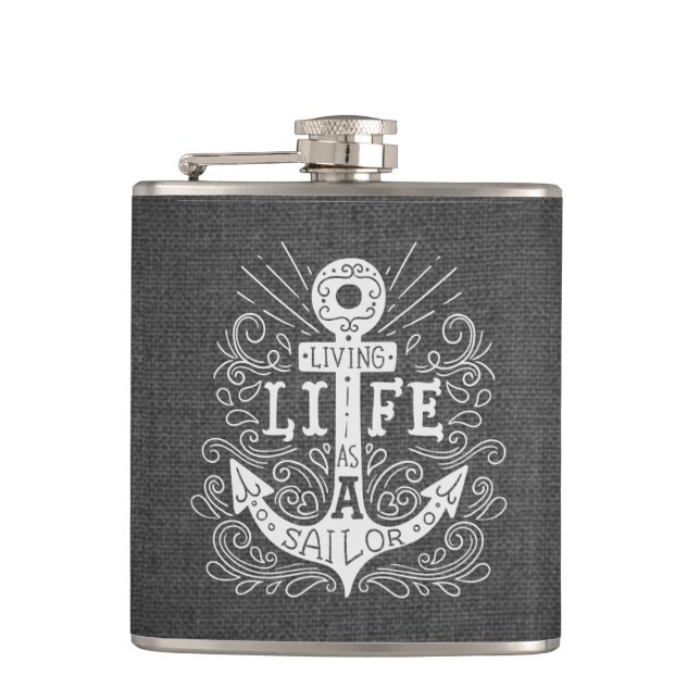 NAUTICAL MOTIVATIONAL SAILOR QUOTE HIP FLASK (Front)
