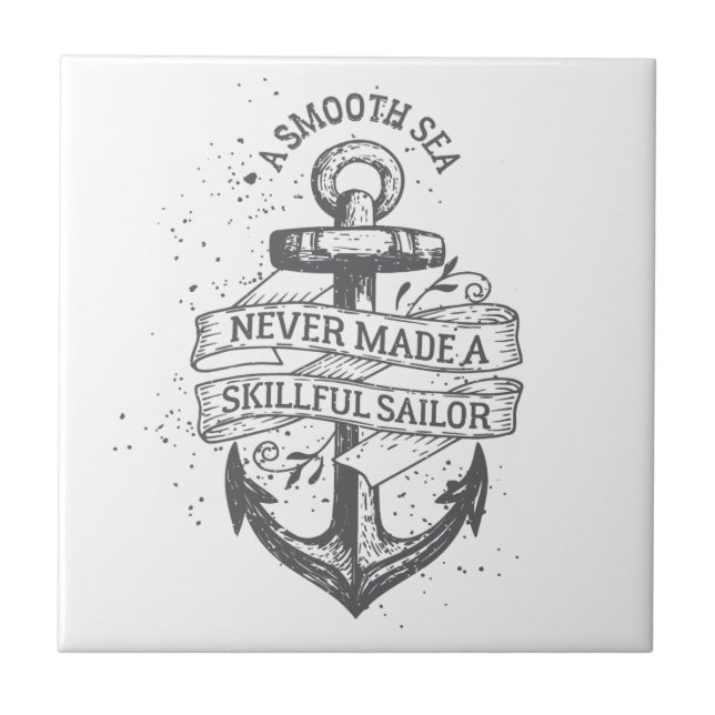 Nautical motivational sailor quote tile (Front)
