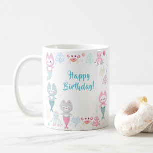 Nautical Mugs decorated with cute mermaid kittens.