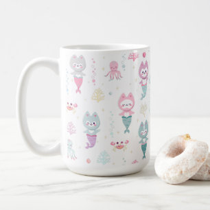 Nautical Mugs decorated with cute mermaid kittens.