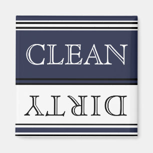 Nautical Muted Navy Blue Dishwasher Dirty Clean Magnet