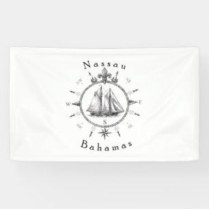 Nautical Nassau Bahamas Sailing T Shirt Compass Banner