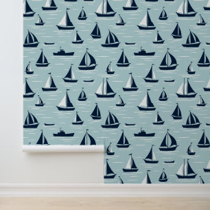 Nautical Naughtiness: A Playful Sailboat Pattern Wallpaper
