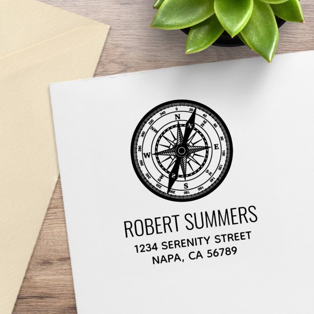 Nautical Navigation Compass Address Rubber Stamp (Creator Uploaded)