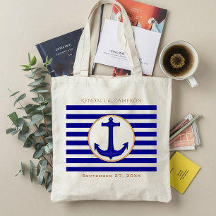 Nautical Navy Anchor and Stripes Wedding Gift Bag