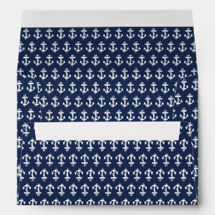 Nautical Navy Anchor Beach Coastal Ocean Wedding Envelope