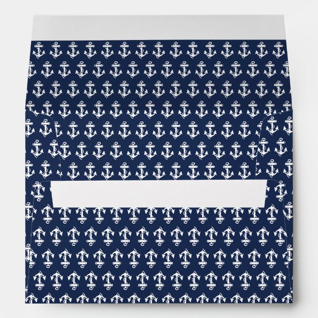 Nautical Navy Anchor Beach Coastal Ocean Wedding Envelope (Back (Bottom))