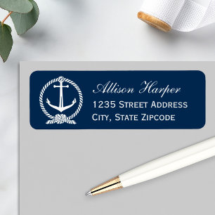 Nautical Navy Anchor Monogram Wedding Address