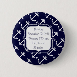 Nautical Navy Anchor Pattern 6 Cm Round Badge