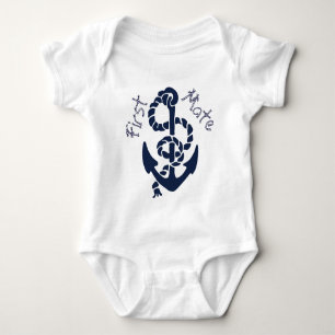 Nautical Navy Anchor Pattern Baby Bodysuit